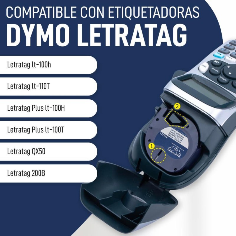 CINTA DYMO A91221 12mmx4m PLASTICO BLANCO X1