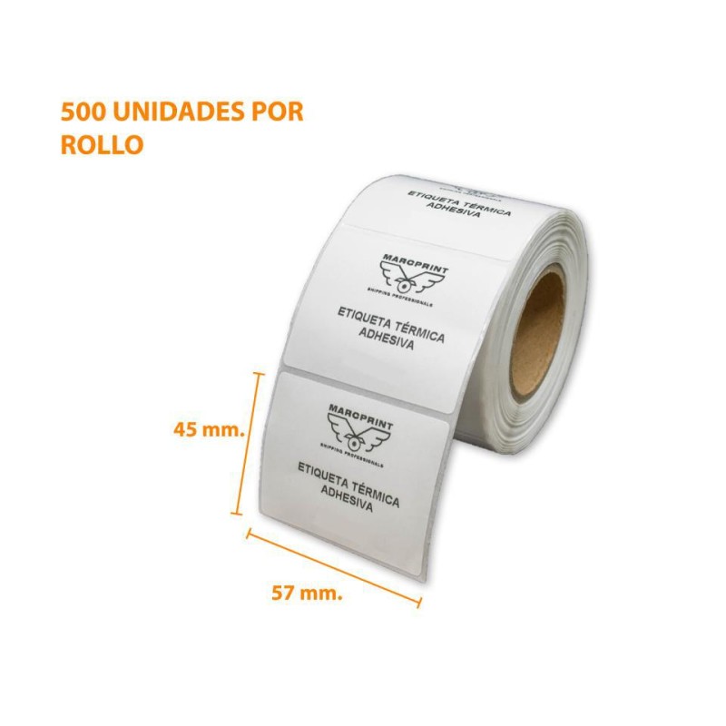 ETIQUETA TERMICA ECO 57X45  ROLLO DE 500 UNIDADES