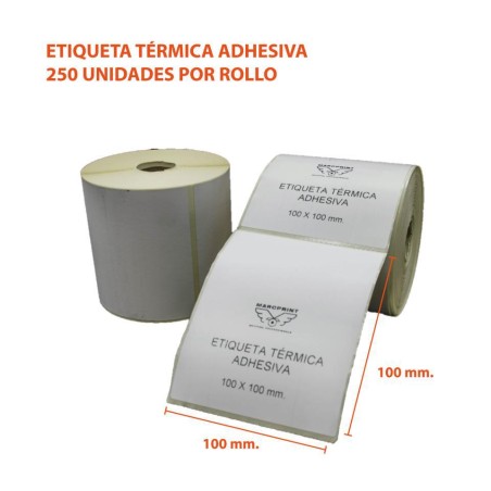 ETIQUETA TERMICA ECO 100X100 ROLLO DE 250 UNIDADES