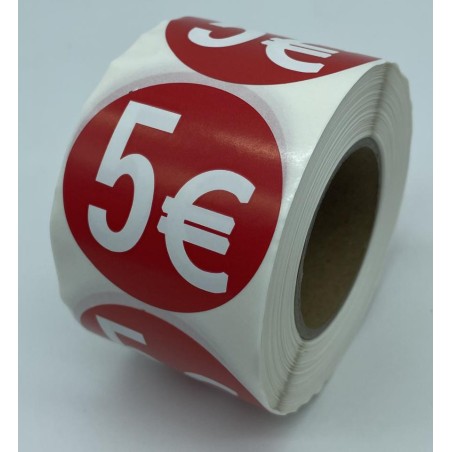 ETIQUETA ADHESIVA 5 € 500 UND/ ROLLO 6X6 R/CA