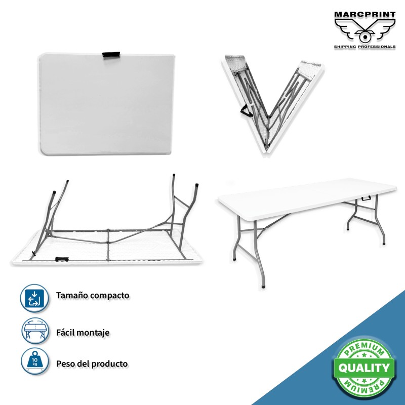 MESA PLEGABLE 180X70X74  BLANCA
