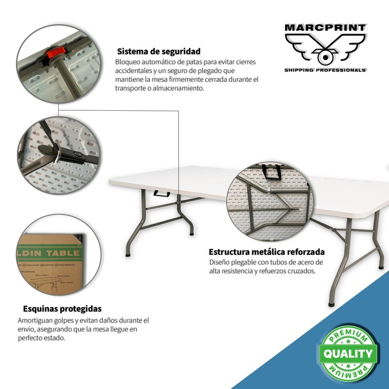 MESA PLEGABLE 180X70X74  BLANCA