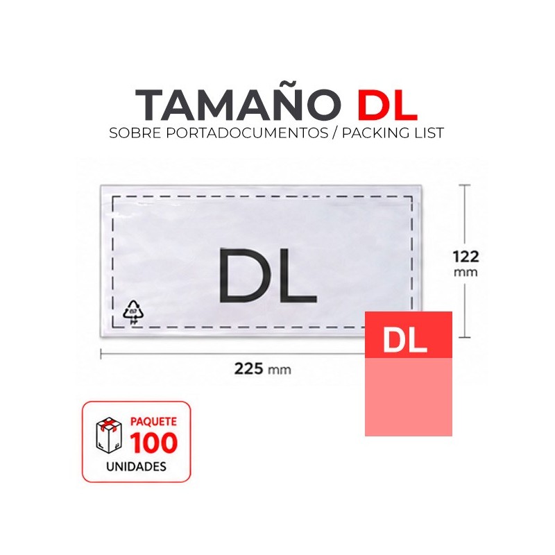SOBRE PACKING LIST 240X140 MODELO DL PAQUETE DE 100 UNIDADES