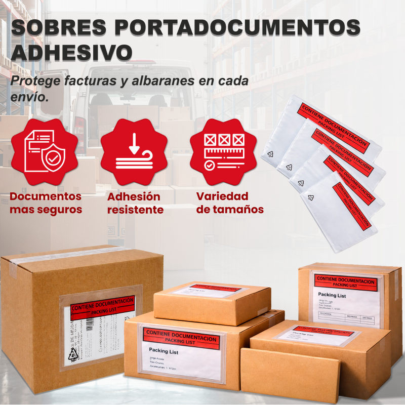 SOBRE "CONTIENE DOCUMENTACION" MODELO DL 225X122 mm. PAQ 100 UNID. 