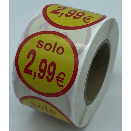 ETIQUETA ADHE SOLO 2 99 € 500 UND/ ROLLO 6X6 R/CA