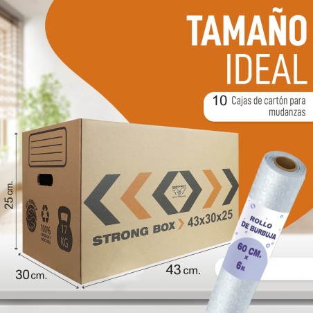 CAJA MUDANZA + BURBUJ MARCPRINT  43X30X25 10 UNID/