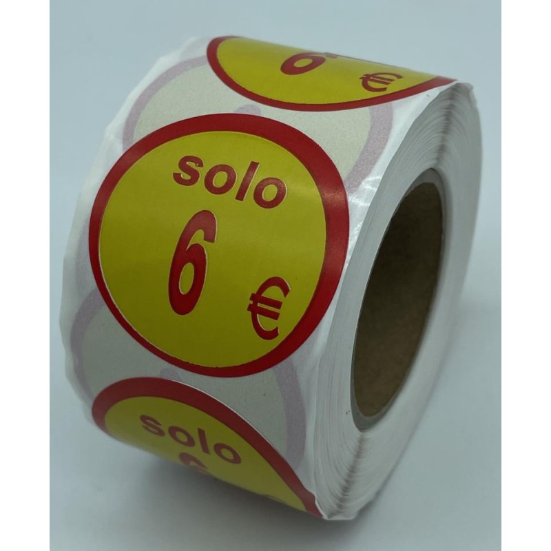 ETIQUETA ADHE SOLO 6 € 500 UND/ ROLLO 6X6 R/CA