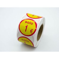 ETIQUETA ADHESIVA SOLO 1 € 500 UND/ ROLLO 6X6 R/CA